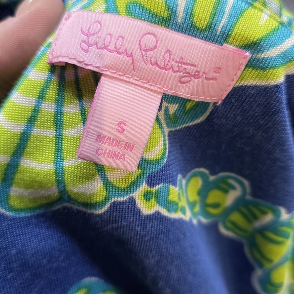 Lilly Pulitzer Blue and Green Patterned Dress Small EUC PTP 19 Length 37 - Picture 4 of 6